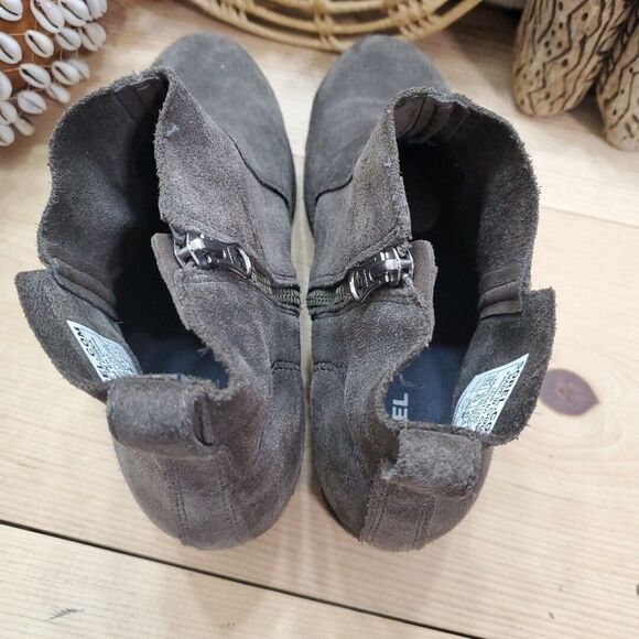 Sorel Womens 10.5/41.5 Evie Ankle Low Wedge Booties Suede Gray Zip EVA Comfort - Picture 11 of 14